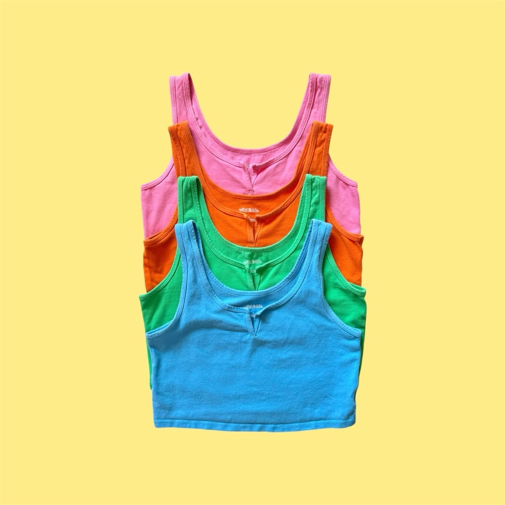 Wild Fable Crop Tank Top Bundle - Pink, Orange, Green, Blue
